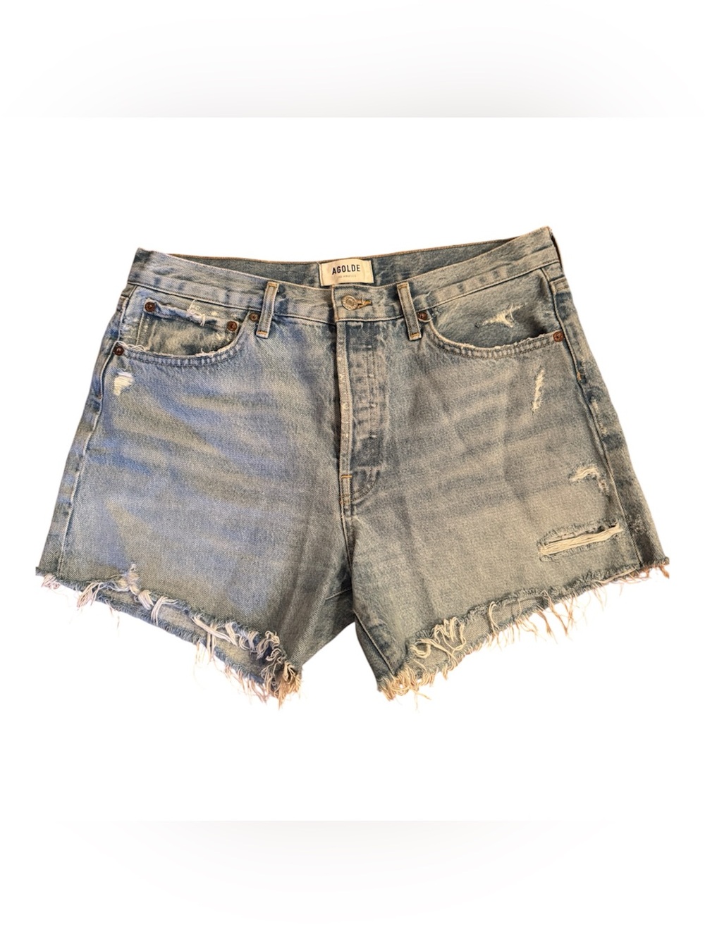 AGOLDE Parker Vintage Cutoff Denim Shorts – Size 29, Light Wash, Distressed EUC - Picture 2 of 6